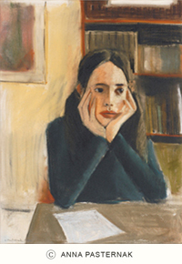 בספרייה, ציור שמן, אנה פסטרנק