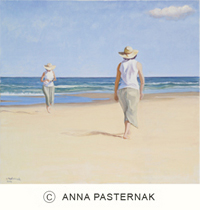אנה פסטרנק - החול והים - ציור שמן על בד פשתן